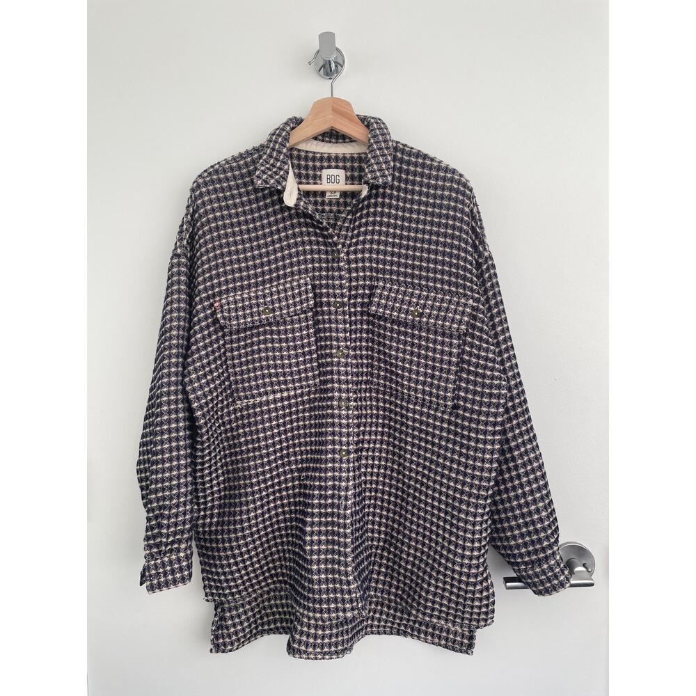 BDG by Urban Outfitters Oversized Tweed Dad Button-Down Woven Shirt / Jacket